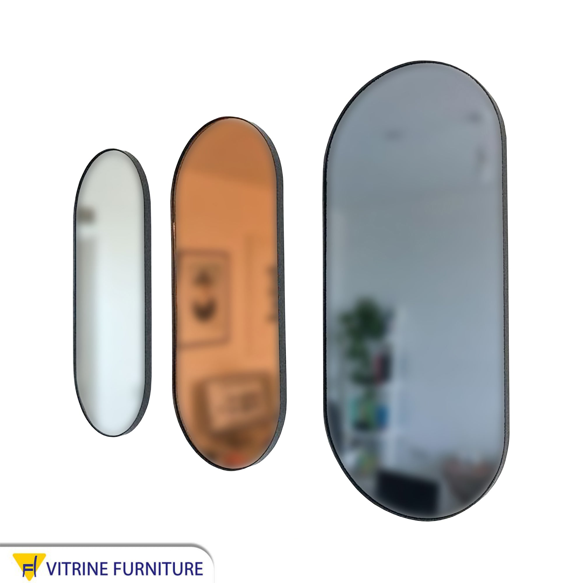 3-Piece Oval Mirrors, Modern & Chic