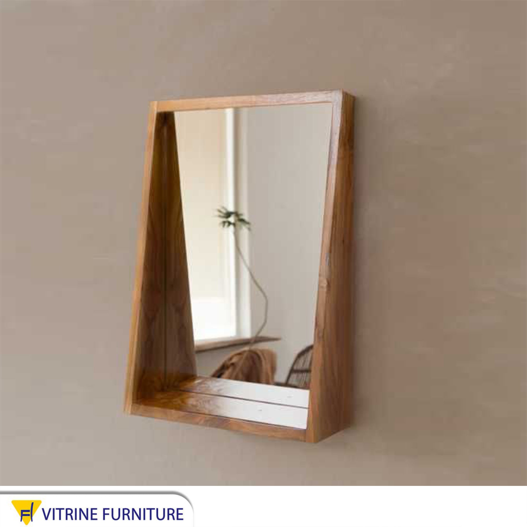 Wall Mirror, Built-In Storage Shelf, Space-Saving