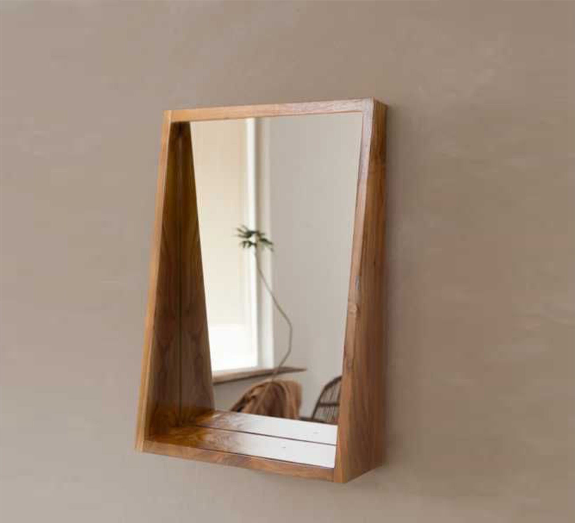 Wall Mirror, Built-In Storage Shelf, Space-Saving