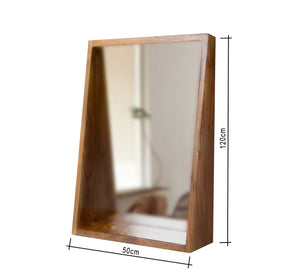 Wall Mirror, Built-In Storage Shelf, Space-Saving