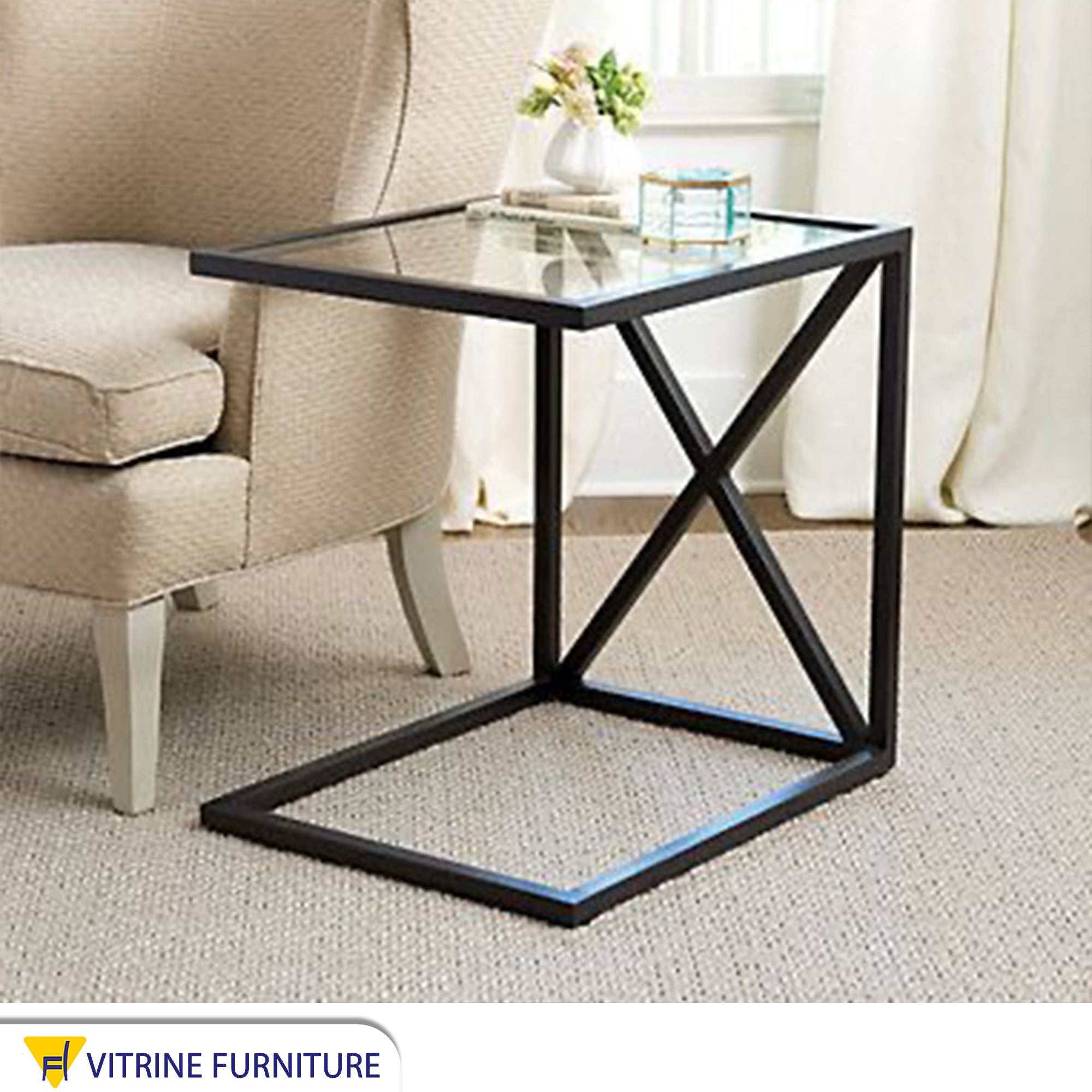 Side table with glass surface