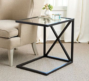 Side table with glass surface