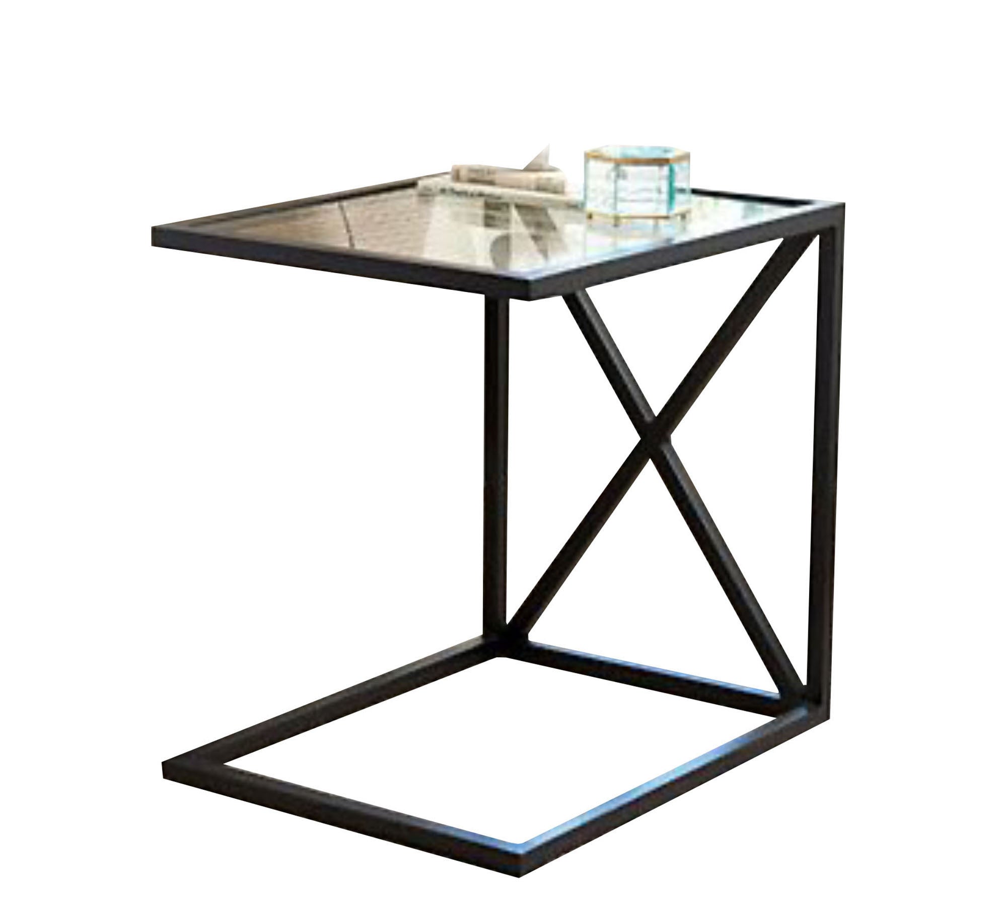 Side table with glass surface