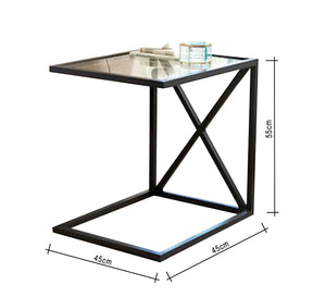 Side table with glass surface