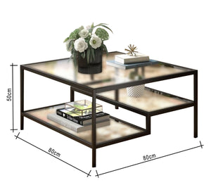 Modern table with three glass surfaces