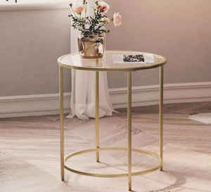 Side table with glass surface