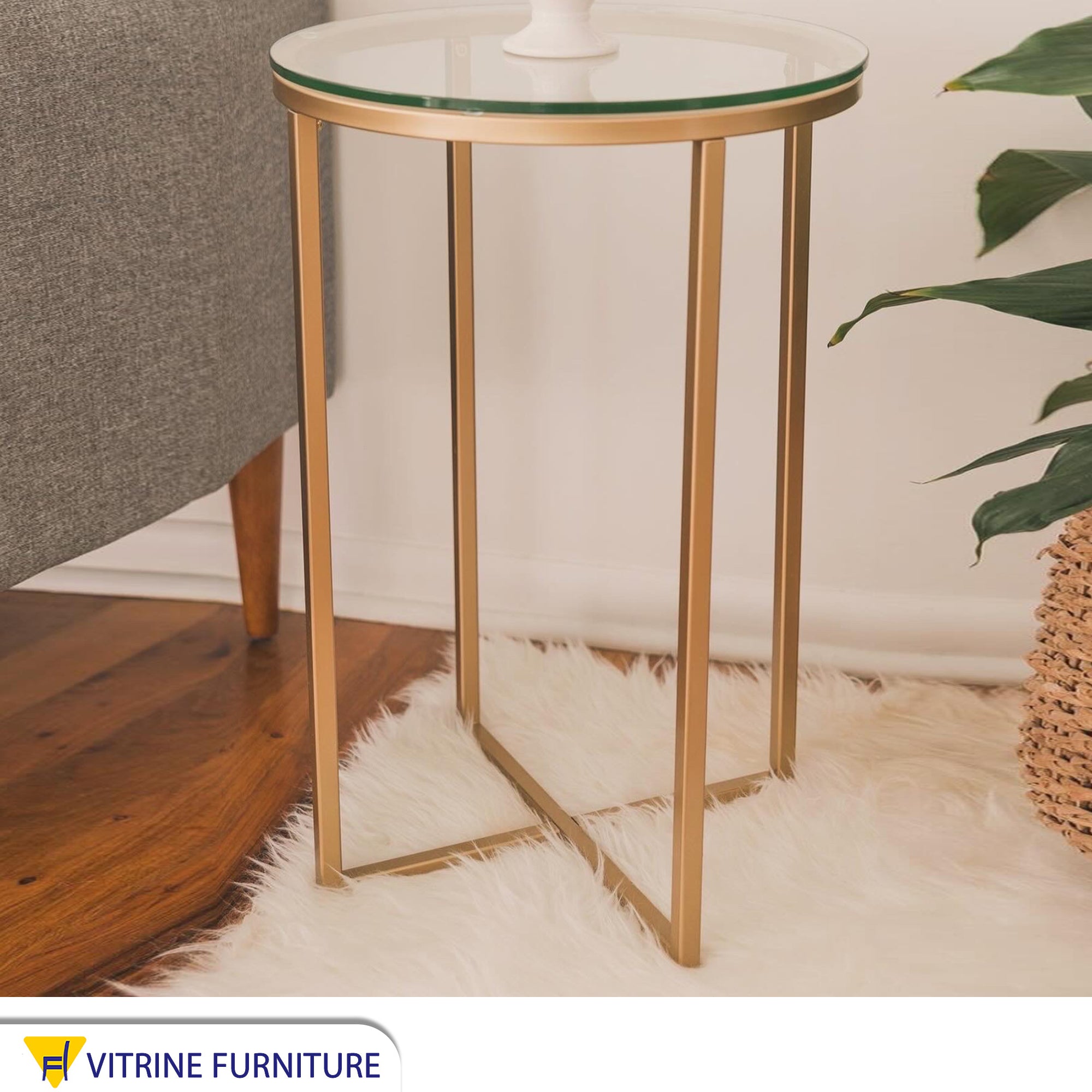 Side table with x-shaped base