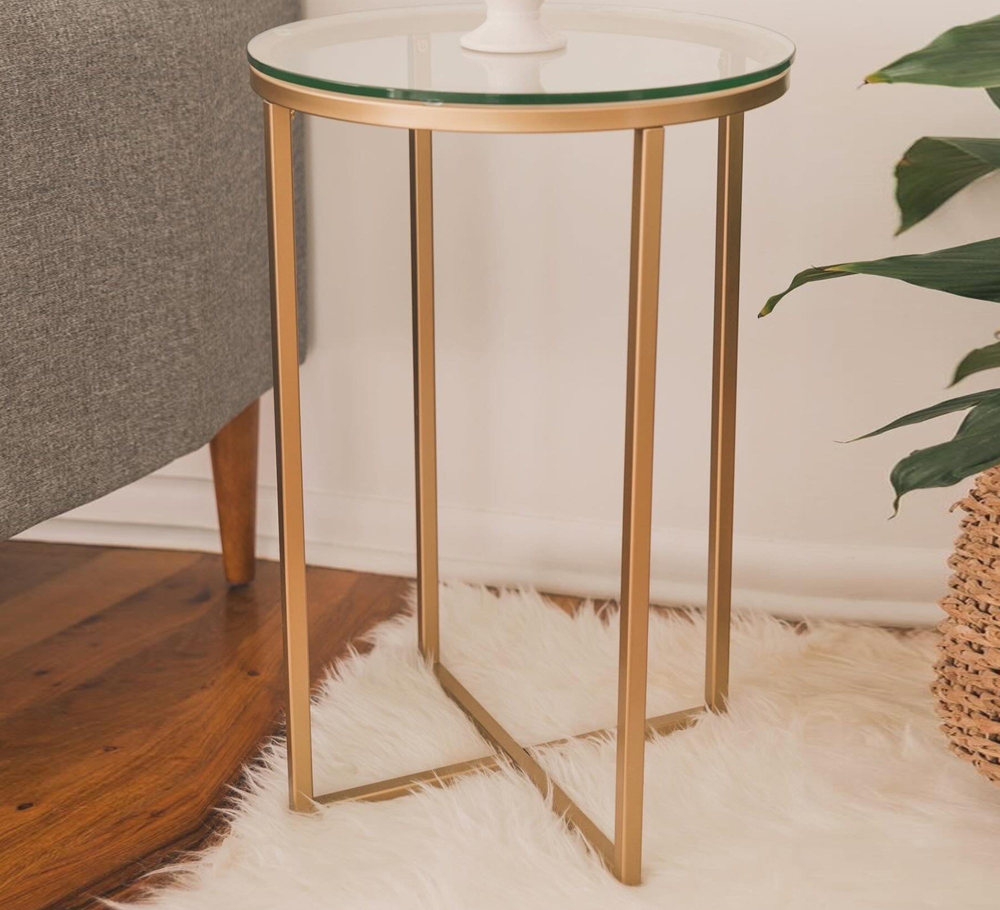 Side table with x-shaped base