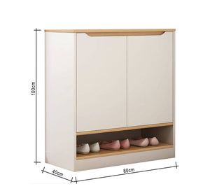 Shoe rack with two doors and a lower shelf