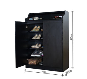 Double-door shoe rack with top shelf