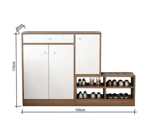 Shoe rack with seat and open storage spaces