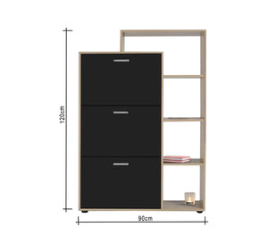 Black Shoe rack with open side shelves