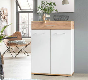 White Shoe rack and beige top drawer