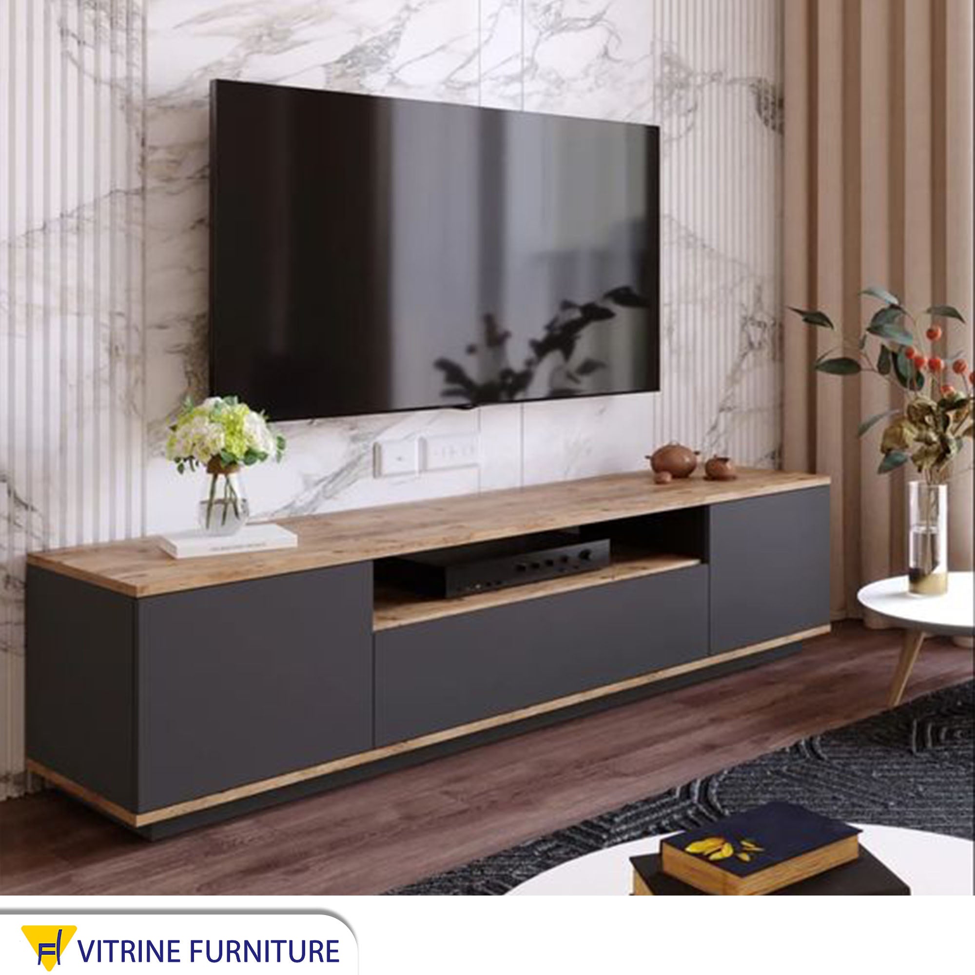 Grey and Beige TV table