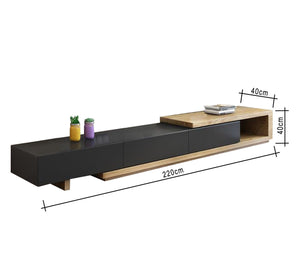 Rectangular TV table, beige and black