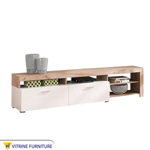 White and beige TV table