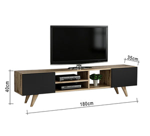 TV table with high legs, black and beige