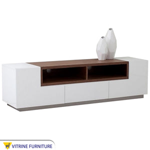 White and dark brown TV table