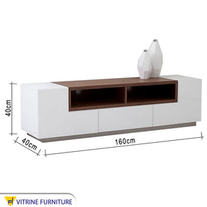 White and dark brown TV table