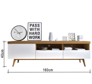 White and light brown TV table