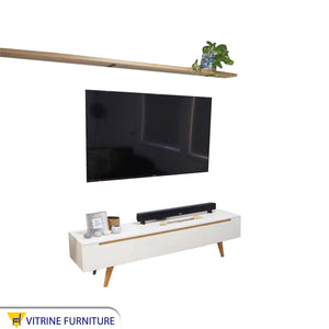 TV table with two shelves and X-shaped legs