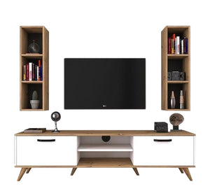 TV table with two wall shelves