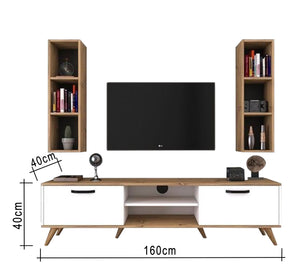 TV table with two wall shelves