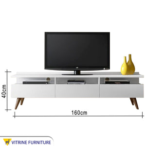 White TV unit with three drawers
