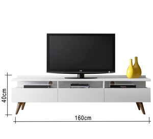 ModernHome White TV Unit - Sleek 3-Drawer Design