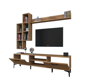 TV unit with two flap doors and two shelves