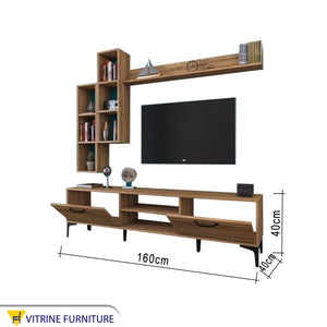 TV unit with two flap doors and two shelves