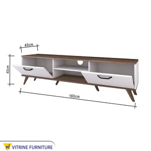 TV table with high legs, white and brown
