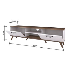 TV table with high legs, white and brown