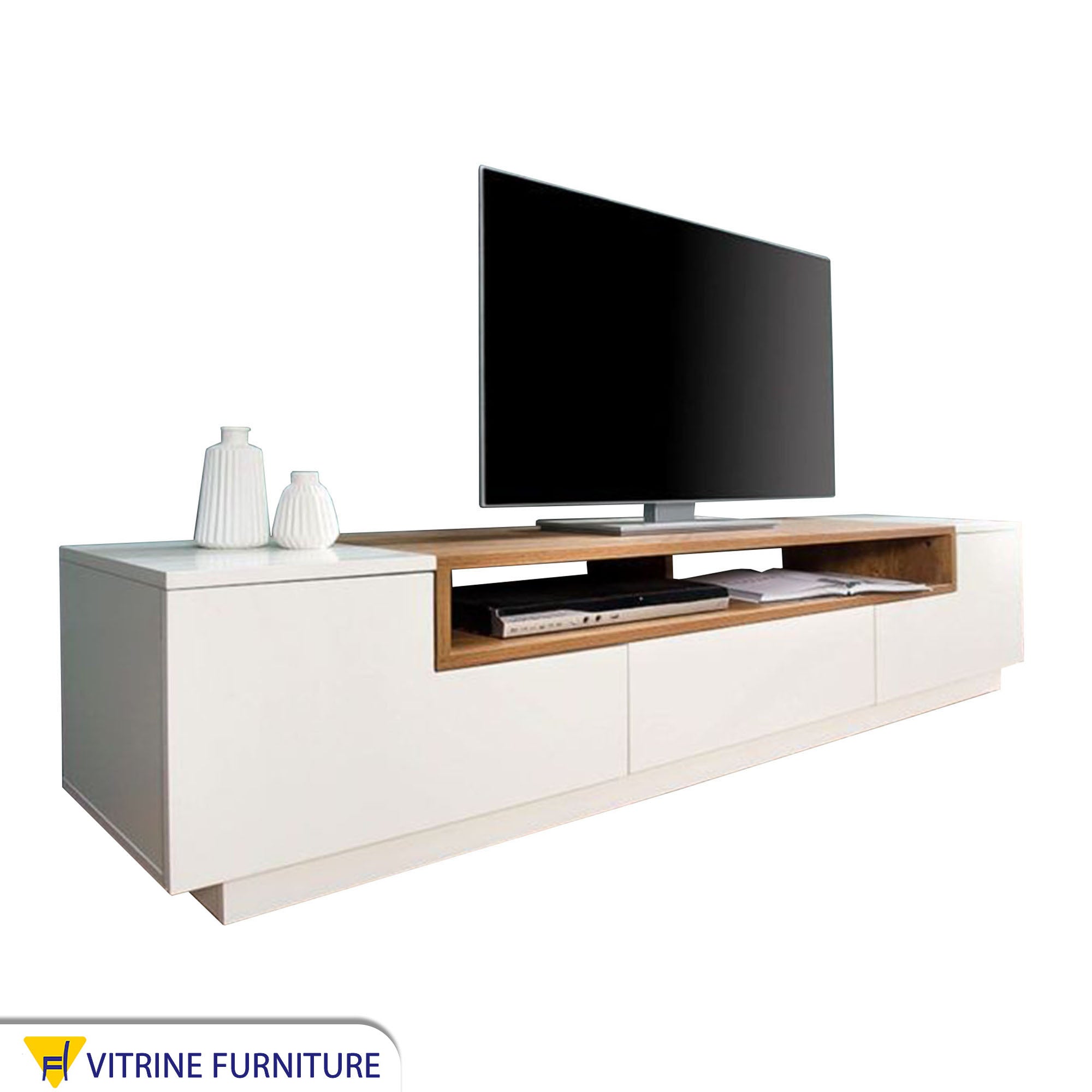 Modern white and beige TV table