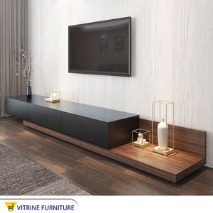 Black and chocolate brown TV table