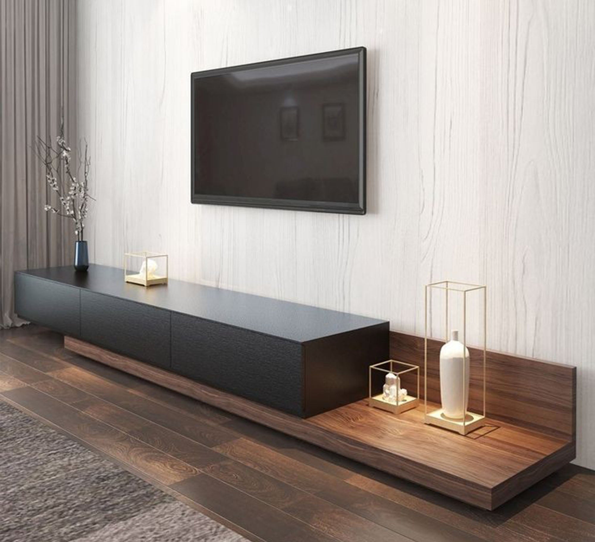 Black and chocolate brown TV table