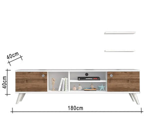 TV table equipped with wall shelves