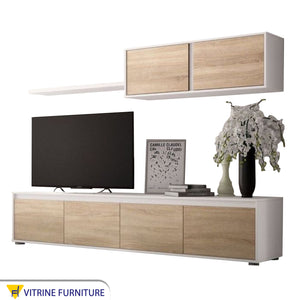 Wooden and white TV cabinet