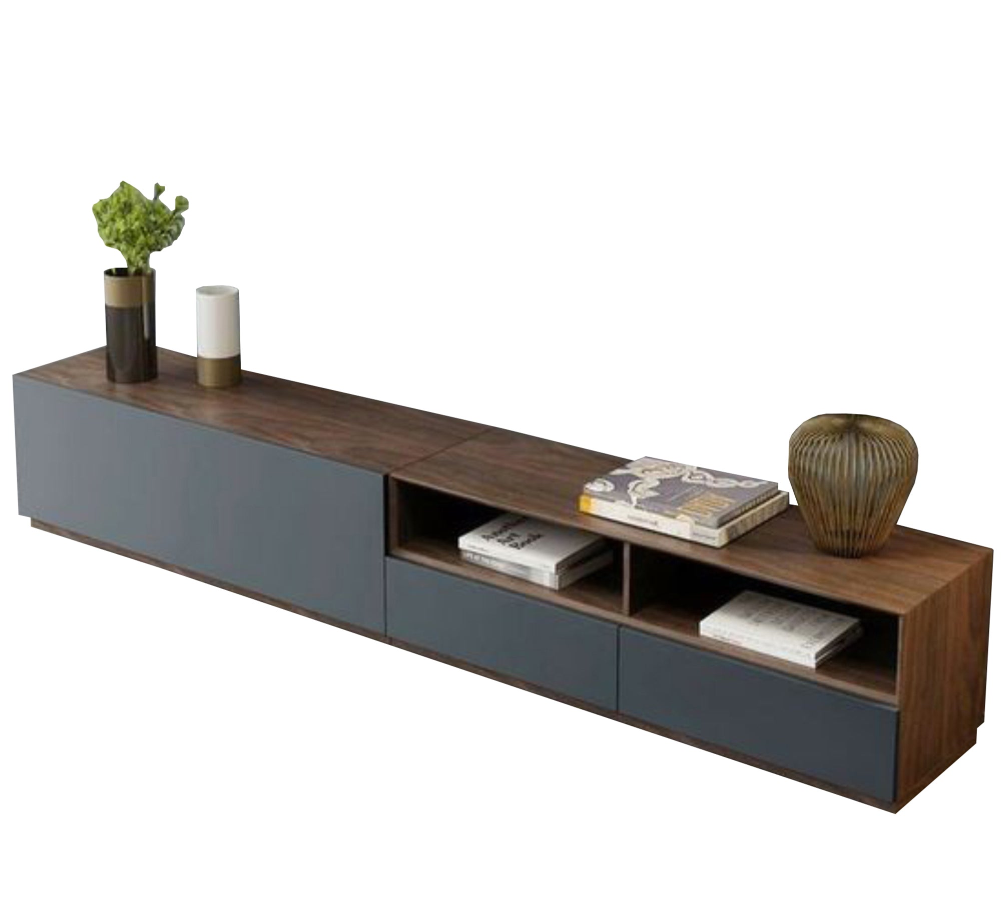 Dark gray and brown TV table