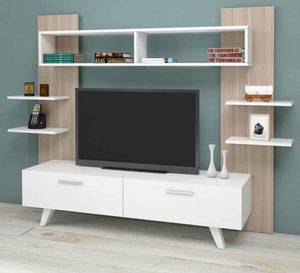 TV cabinet with side shelves