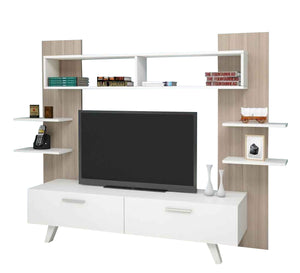 TV cabinet with side shelves