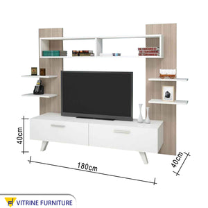 TV cabinet with side shelves