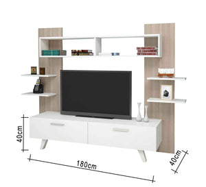 TV cabinet with side shelves