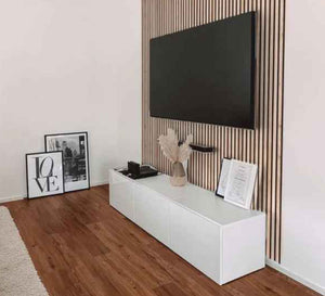 Shiny White TV Table - Sleek and Modern