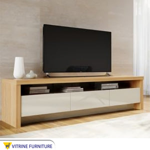 TV unit with large open shelf for storage
