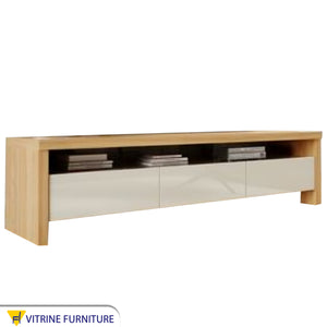 TV unit with large open shelf for storage