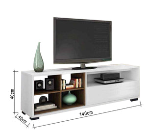 TV unit with multiple open spaces