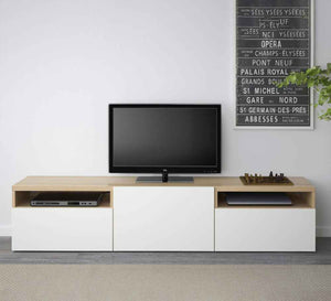 TV table with beige wooden top