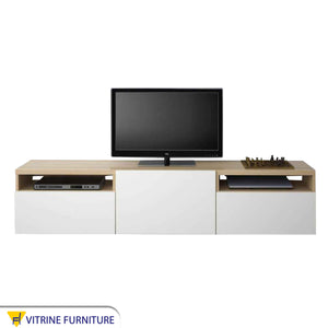 TV table with beige wooden top