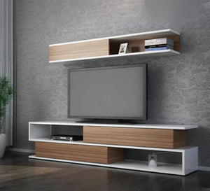 TV cabinet with overlay surfaces